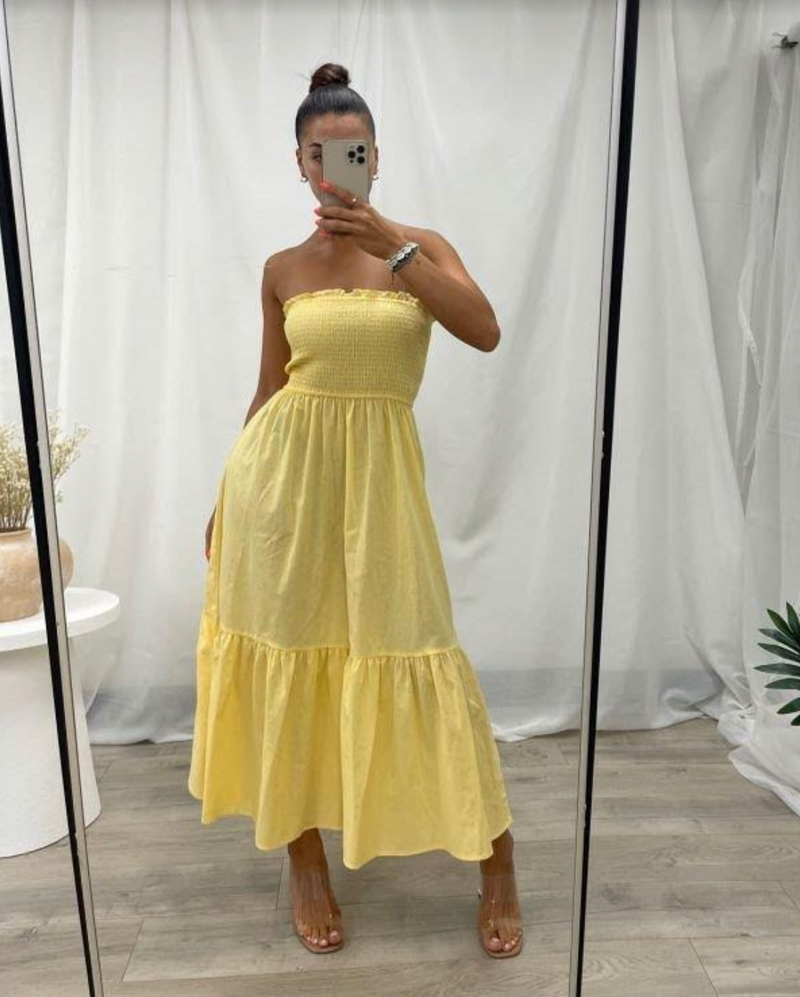 Estrella Yellow Midi Dress