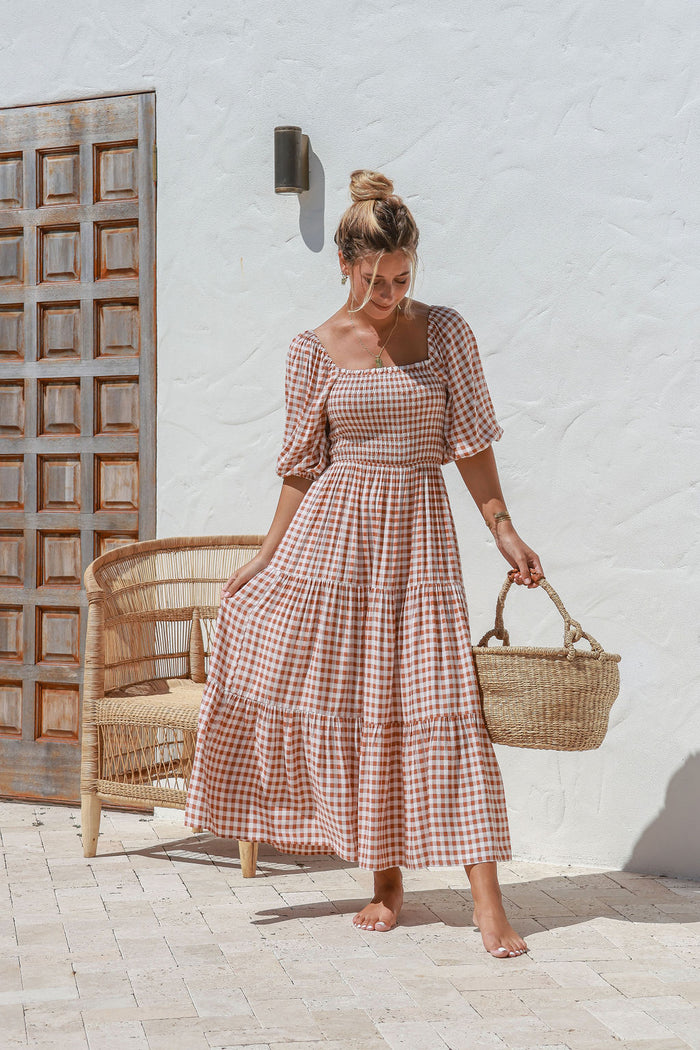 Zenny Gingham Maxi Dress