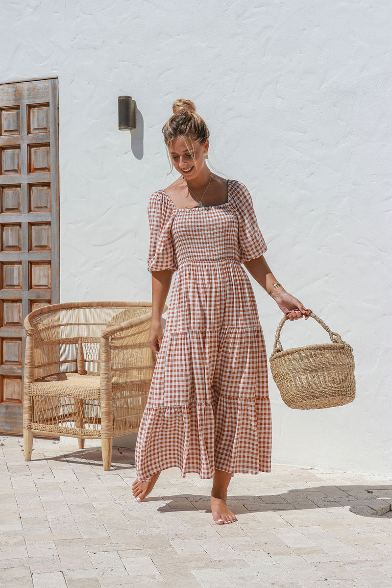 Zenny Gingham Maxi Dress
