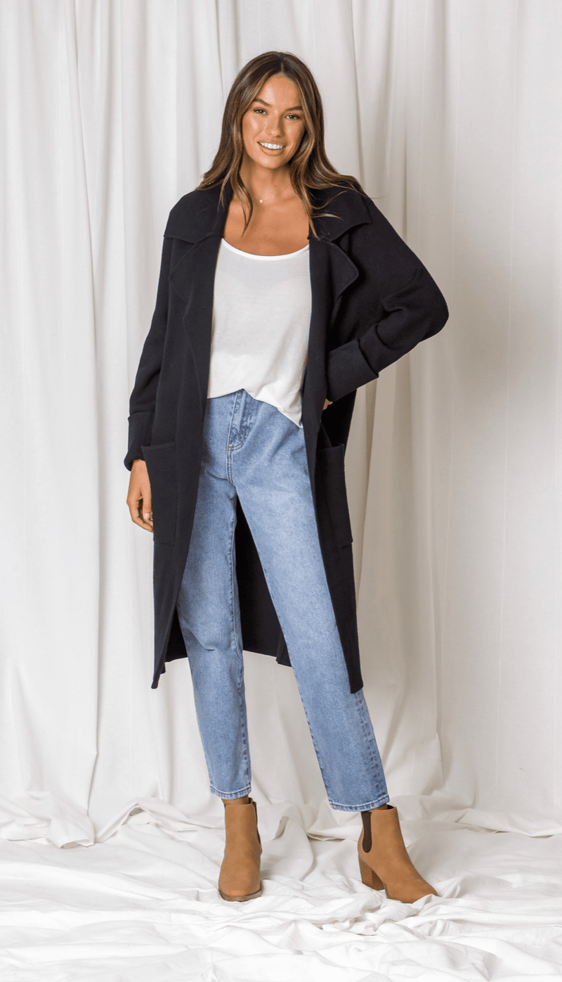 Long sales black coatigan