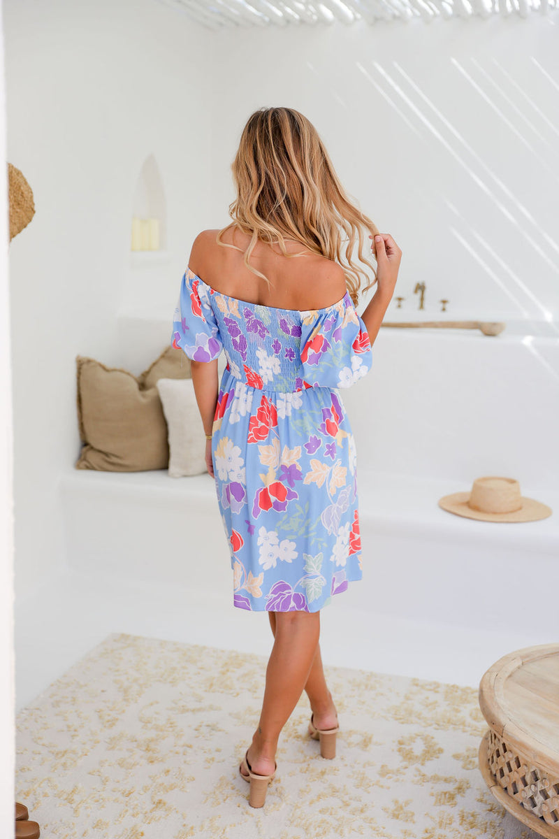 Heather Shirred Short Dress