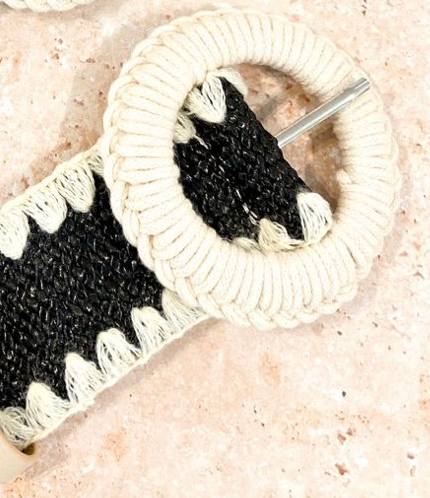 Cream and Black Stretchy Belt