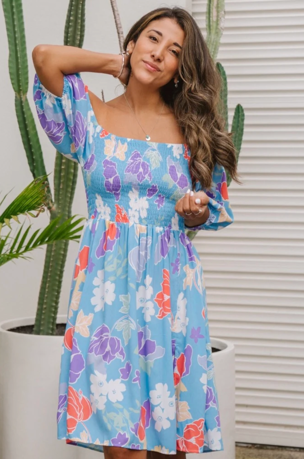 Heather Shirred Short Dress